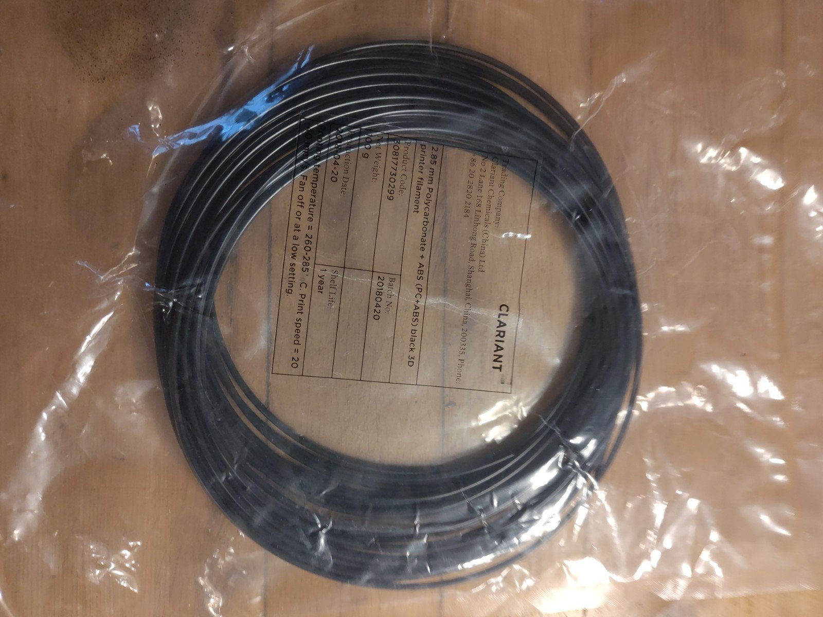 2.85mm PC+ABS 3D Printer Filament Zwart 100g, Ophalen of Verzenden
