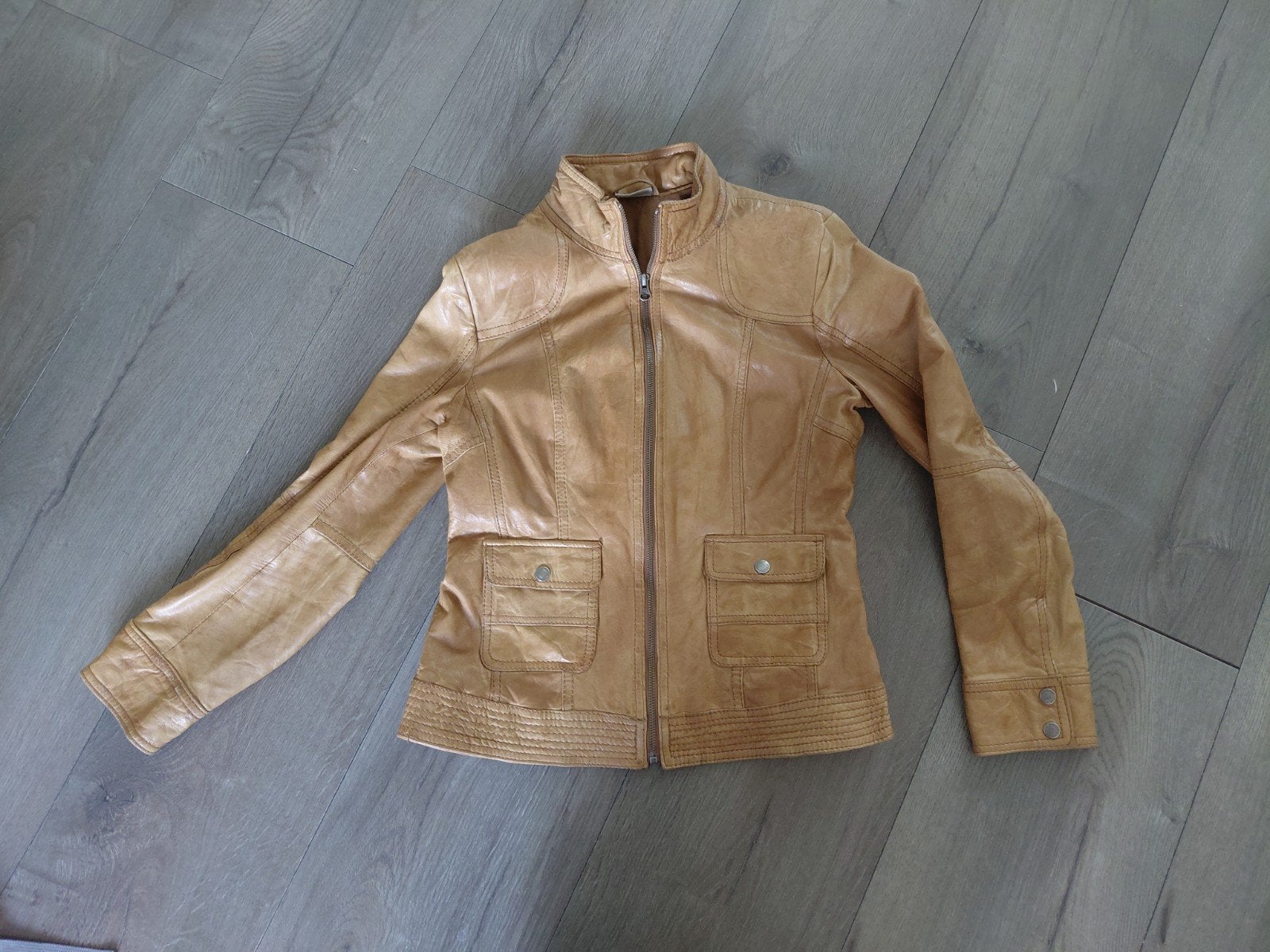 Street One leren jasje maat 38, aangesloten model, Kleding | Dames, Maat 38/40 (M), Bruin, Street One, Ophalen of Verzenden