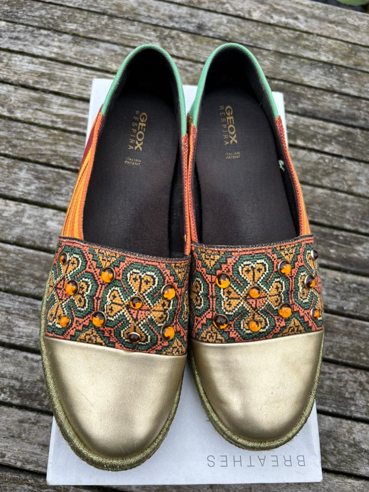 Hele originele Geox schoenen, goud, oranje, groen, maat 39, Overige kleuren, Instappers, Ophalen of Verzenden, Gedragen