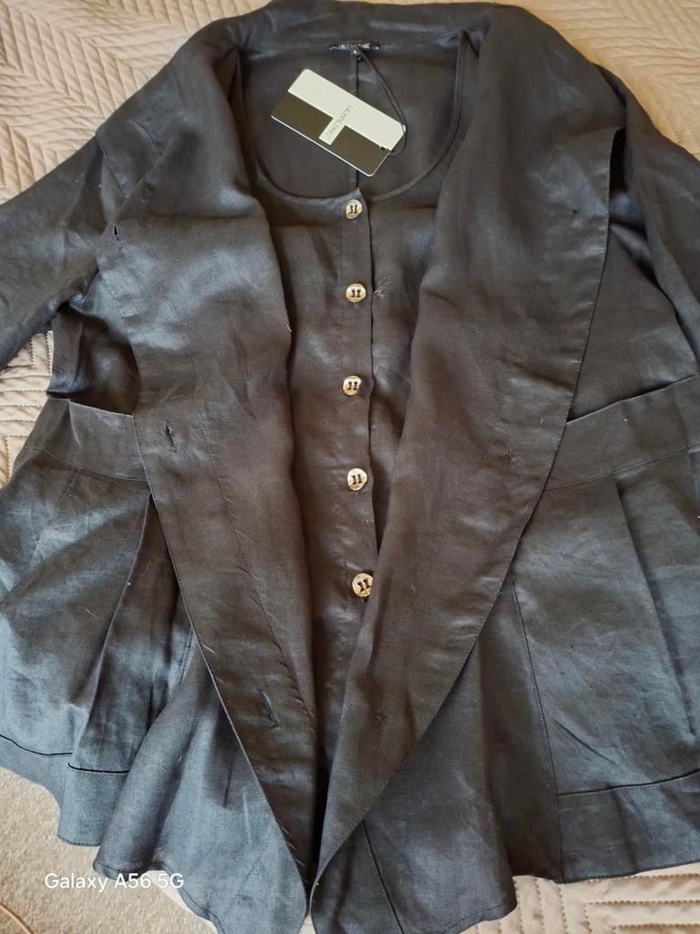 Hebbeling zwart jasje/blazer met gilet look, maat 44/46, Ophalen of Verzenden
