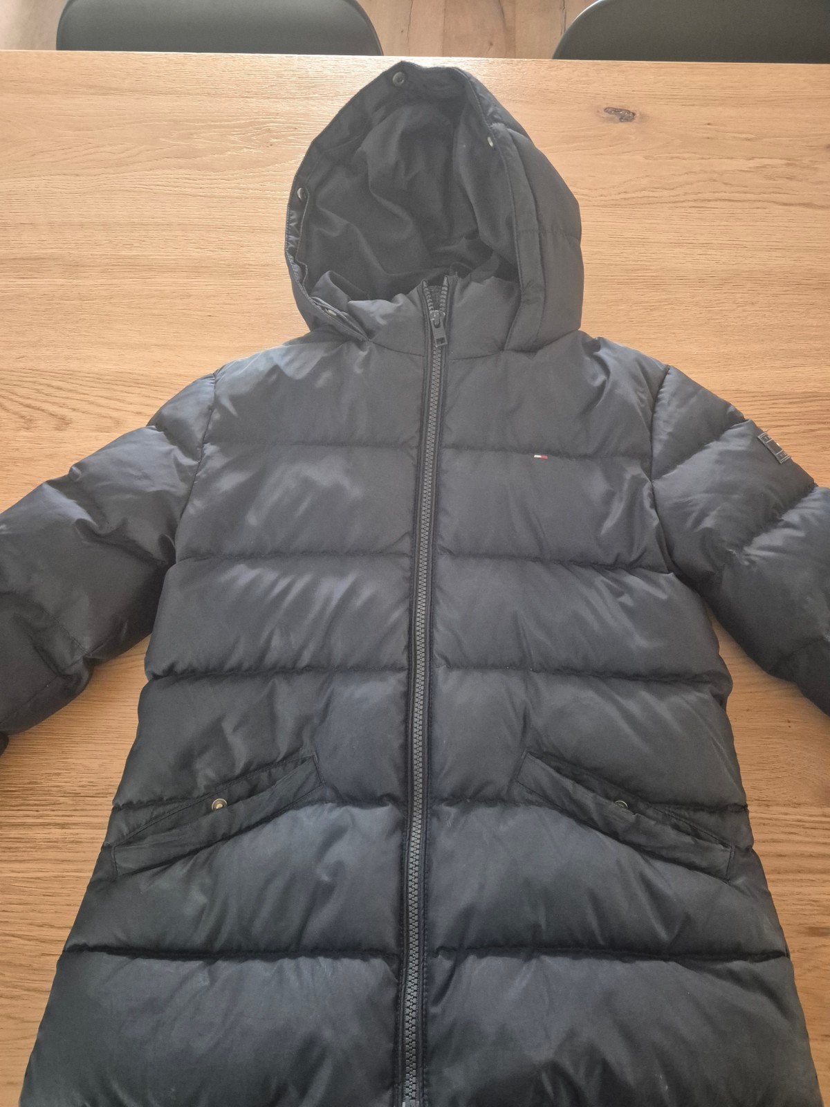 Tommy Hilfiger donkerblauwe winterjas, maat 152, Gebruikt, Jongen of Meisje, Ophalen of Verzenden, Tommy Hilfiger