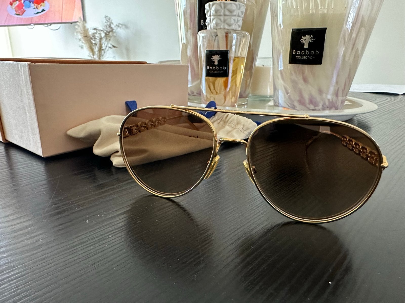 Louis Vuitton chain pilot zonnebril. Origineel, Overige merken, Bruin, Nieuw, Ophalen of Verzenden