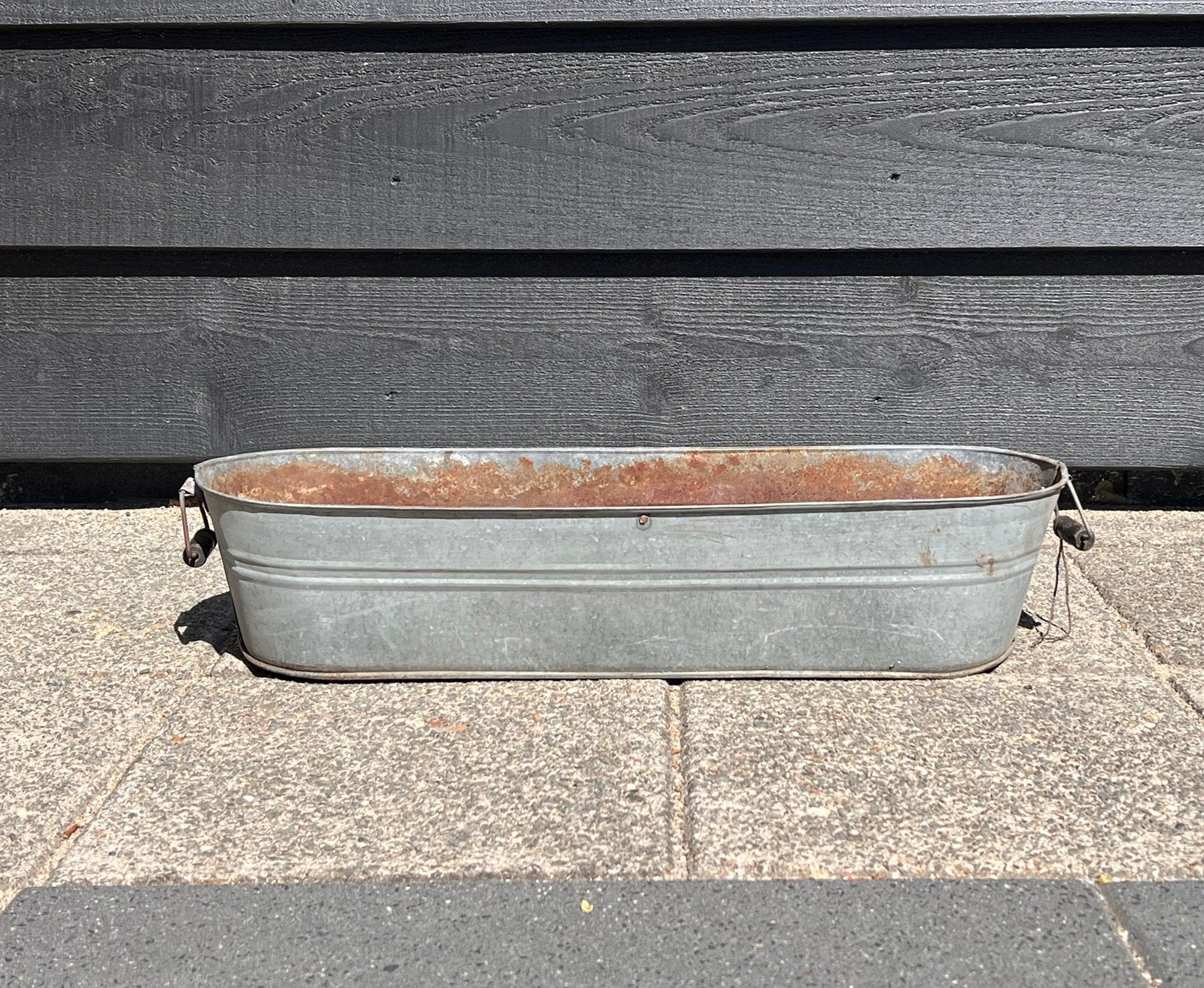 Zinken plantenbak, Tuin en Terras, Bloembakken en Plantenbakken, Ophalen, Gebruikt, Minder dan 30 cm, Minder dan 60 cm