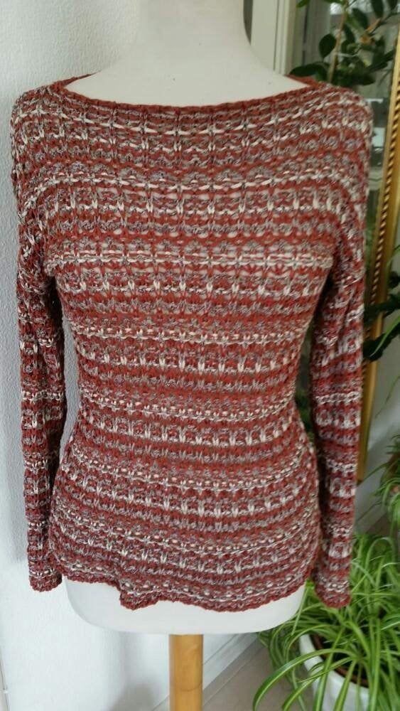 Trui, maat M, bruin-creme, grof gebreid, Ophalen of Verzenden, Gedragen, Maat 38/40 (M), Bruin