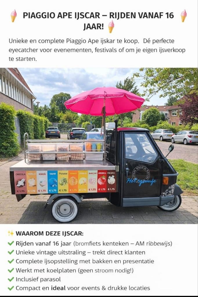 Piaggio Ape ijskar PIAGGIO APE IJSCAR – RIJDEND & DIRECT K, Ophalen, Gebruikt, Piaggio