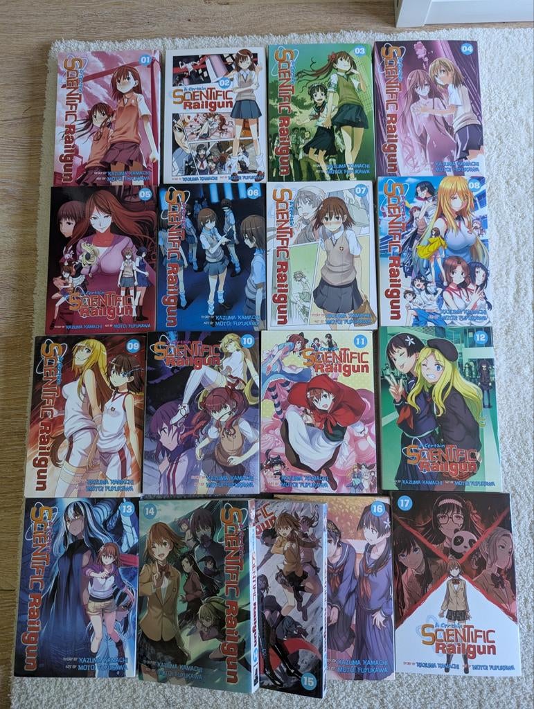 A Certain Scientific Railgun Manga Vol. 1-17 Complete Set, Complete serie of reeks, Ophalen of Verzenden, Zo goed als nieuw, Kazuma Kamachi