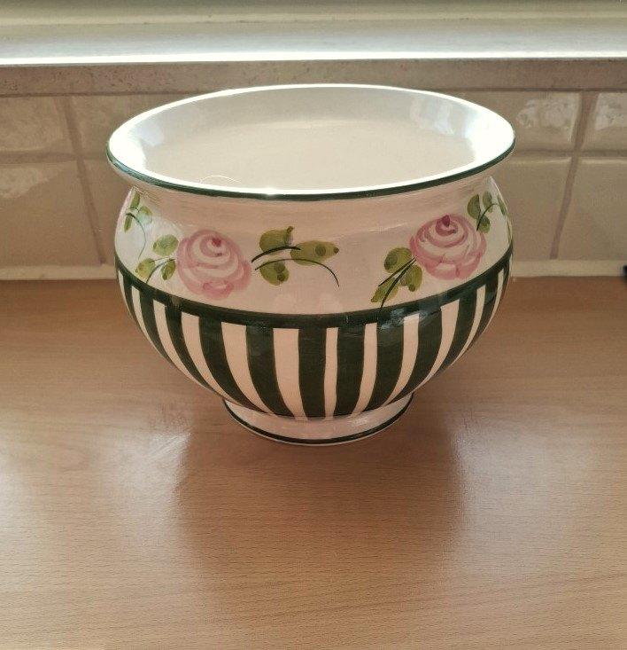 Prachtige Grote Handgeschilderde Bloempot - Nieuw, Tuin en Terras, Bloempotten, Rond, Ophalen of Verzenden, Aardewerk, Binnen