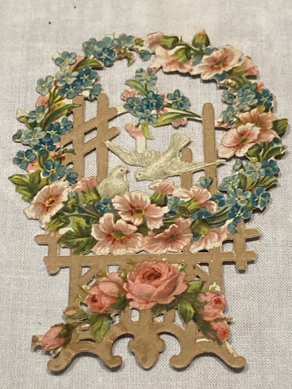 Poëzie plaatje, bloemen met duifjes (221026), Ophalen of Verzenden