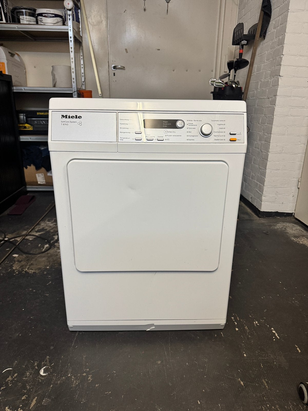 Miele SoftCare T 8743 Afvoerdroger. In topconditie!!, Ophalen, 6 tot 8 kg, Luchtafvoer, Zo goed als nieuw