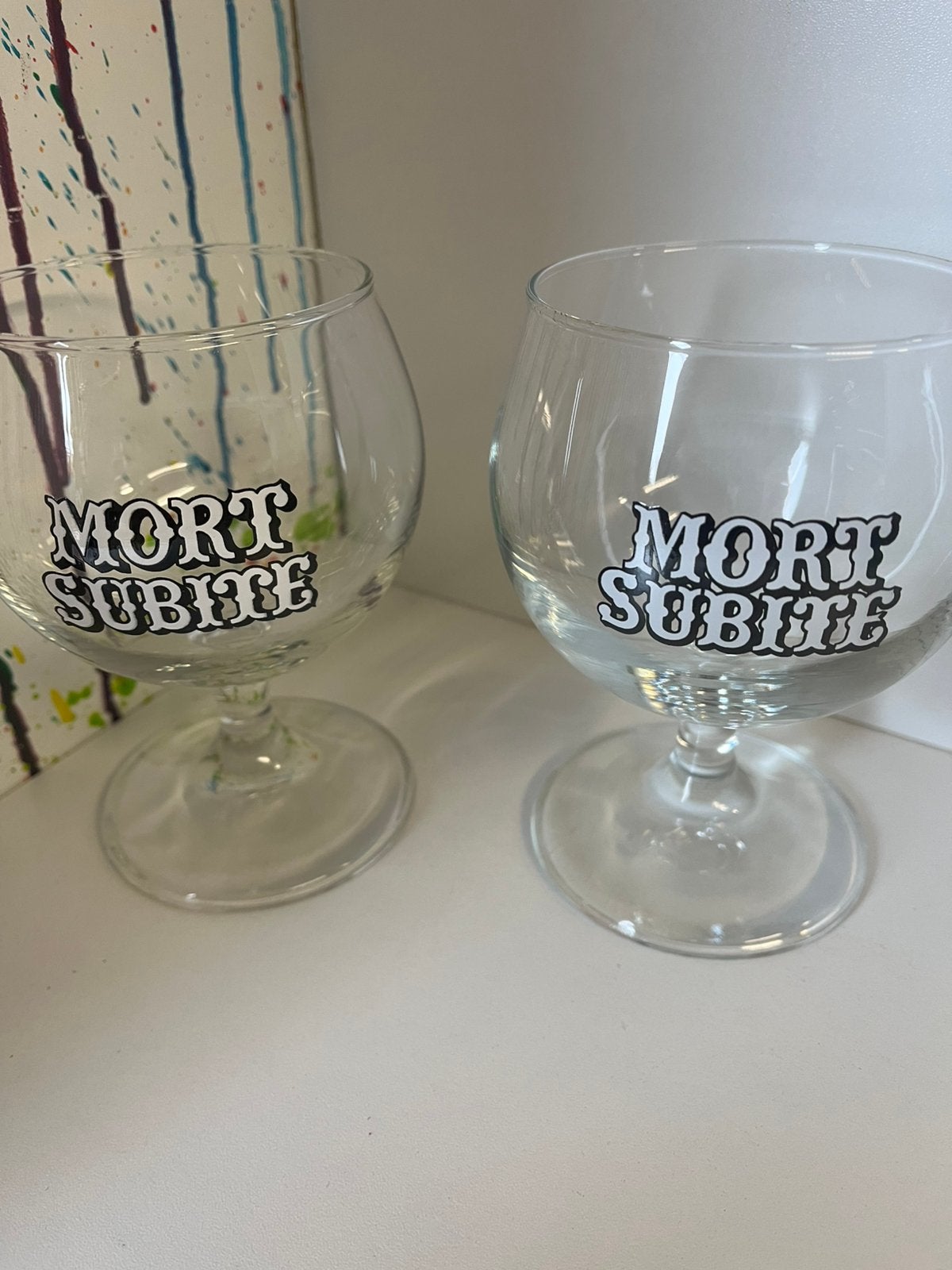 Mort Subite bierglazen set van 2 glazen, Ophalen of Verzenden, Nieuw, Glas of Glazen, Overige merken