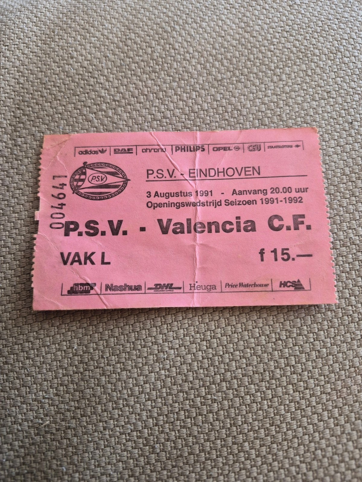 Ticket PSV - Valencia CF, Ophalen of Verzenden, Gebruikt, PSV, Overige typen