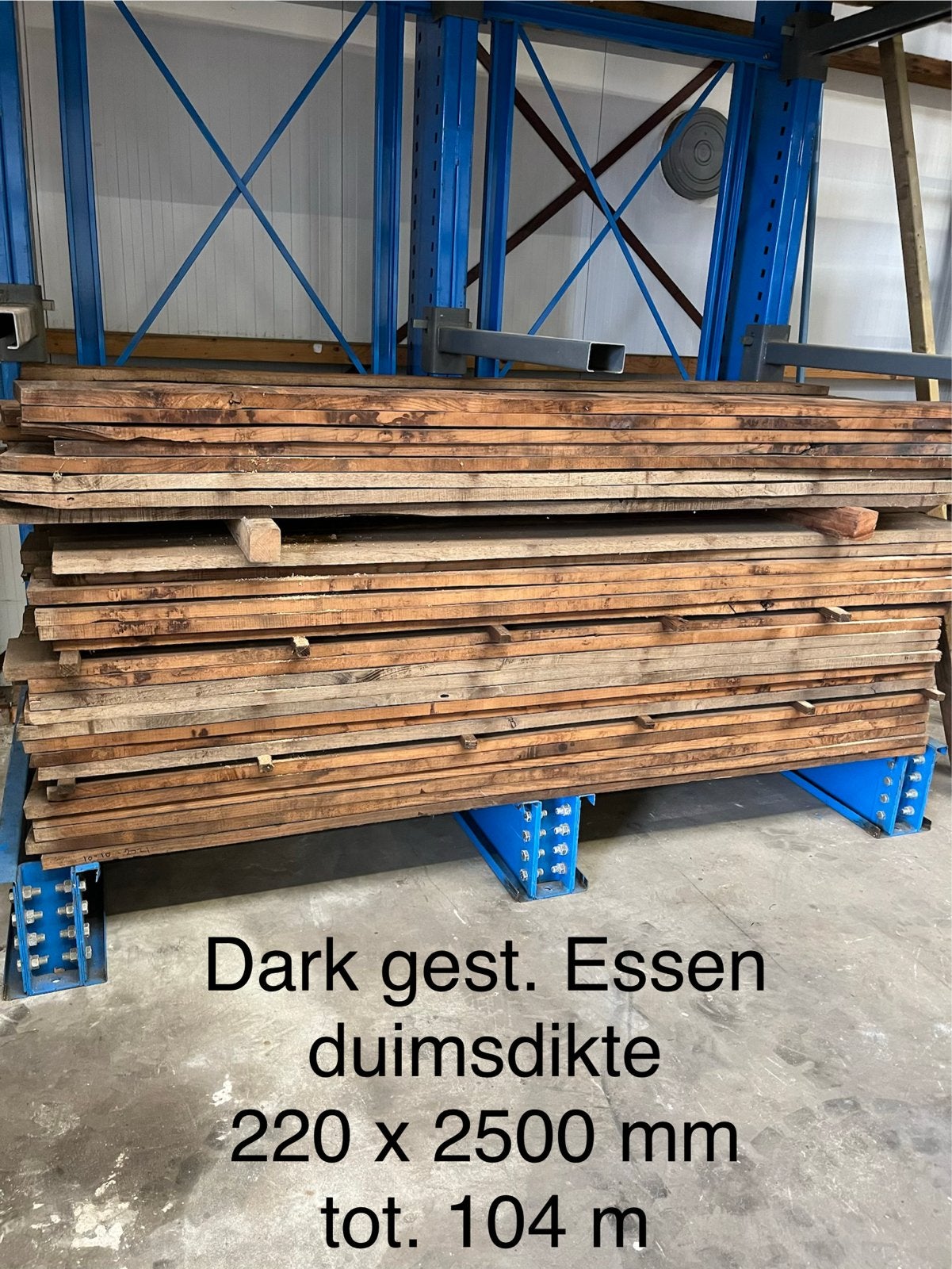 Donker gestoomd Essen duimsdikte planken 220x2500mm, Doe-het-zelf en Verbouw, Hout en Planken, Ophalen, Gebruikt, Minder dan 25 mm