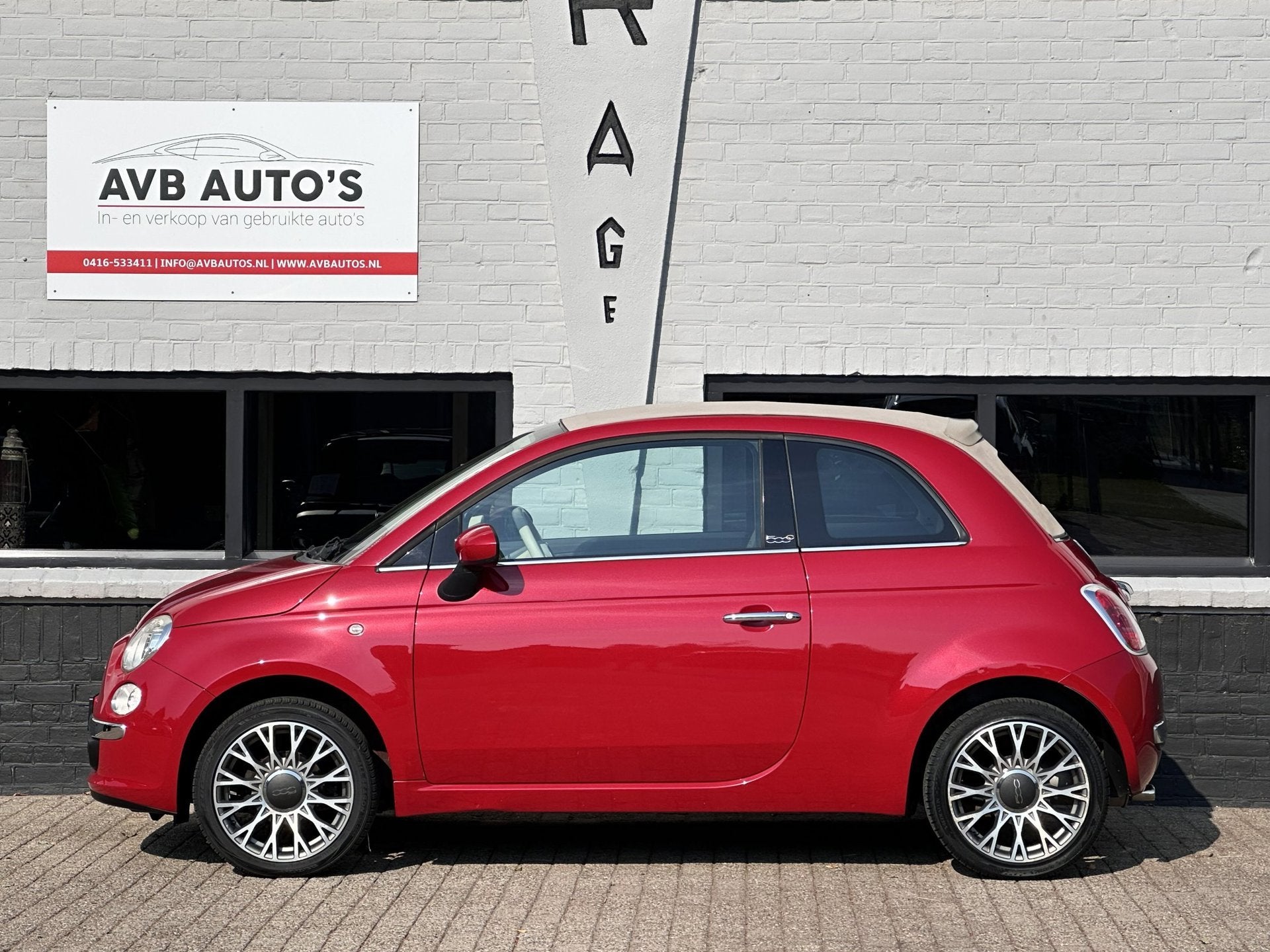 Fiat 500 C 1.2 Lounge Cabrio Airco PDC Half Leder, Auto's, Stof, 4 cilinders, Cabriolet, Bedrijf