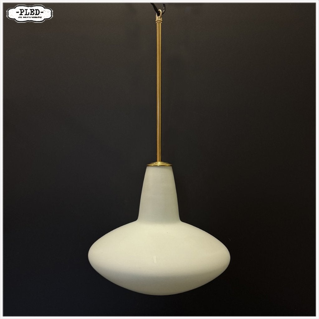 Sculpturale opaline pendellamp, 1960s, Tsjechoslowakije, Ophalen, Gebruikt, Vintage, E27 (groot)