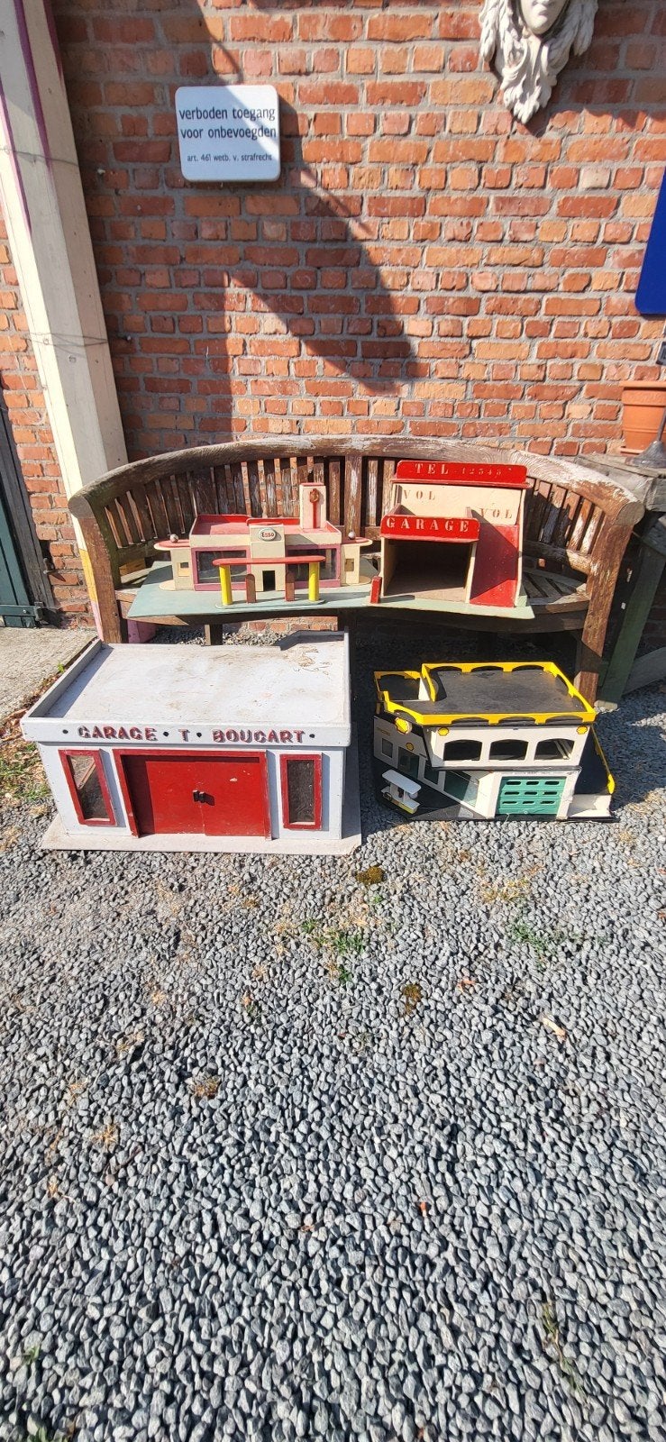 4 Grote Oude Speelgoed Garages - Esso, Shell, Decoratief, Ophalen