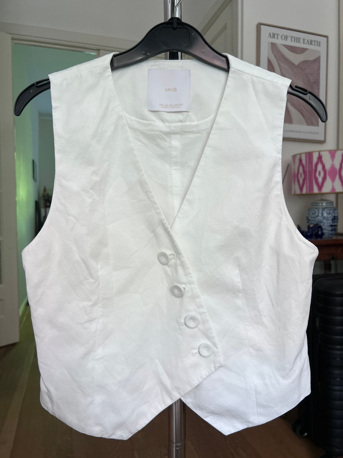 Witte gilet met gekruiste knopen van Mango, Ophalen of Verzenden, Zo goed als nieuw, Wit, Jasje