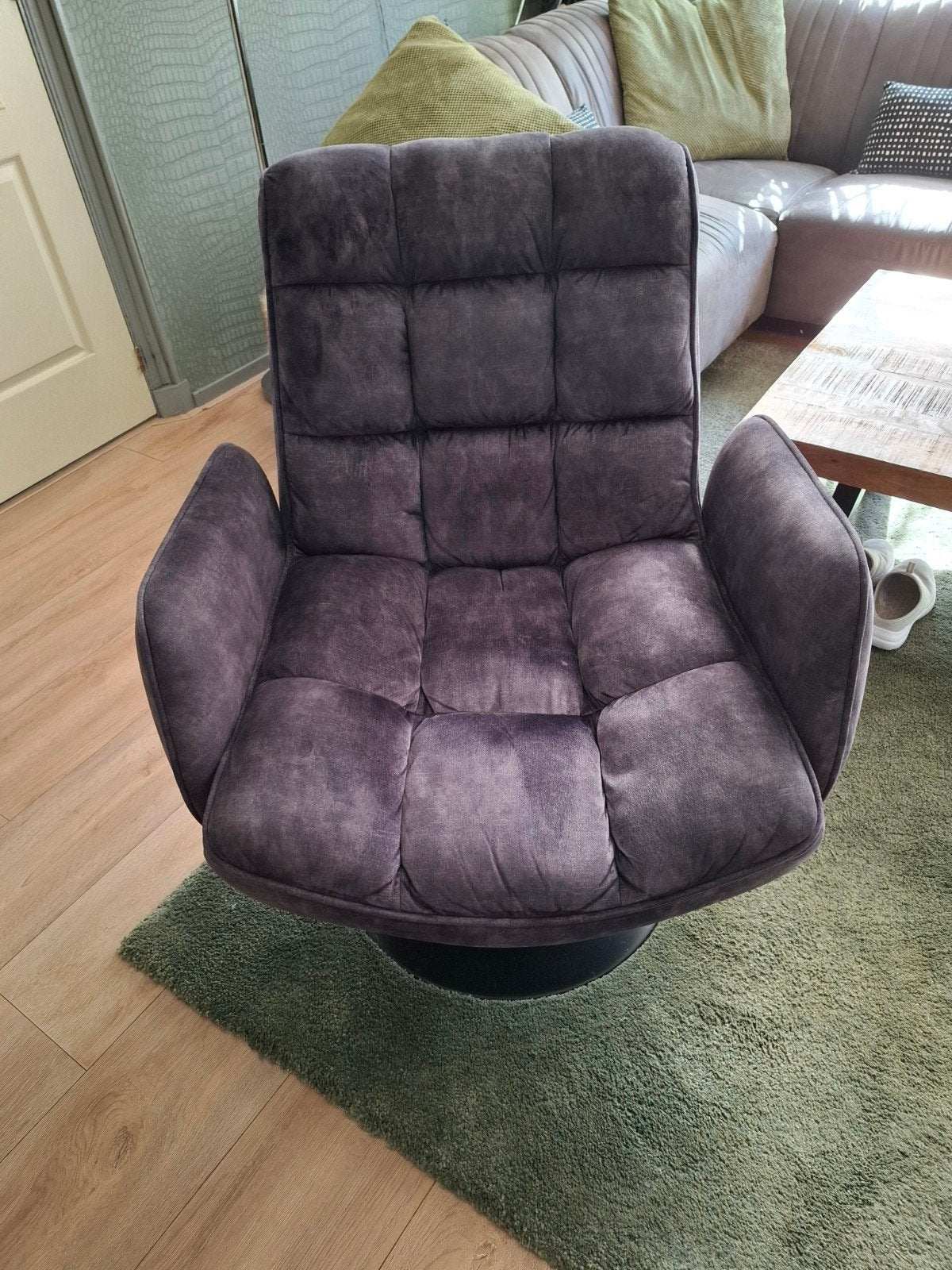 Comfortabele draaistoel - Grijs stof, Ophalen, Modern comfort, 75 tot 100 cm, Zo goed als nieuw