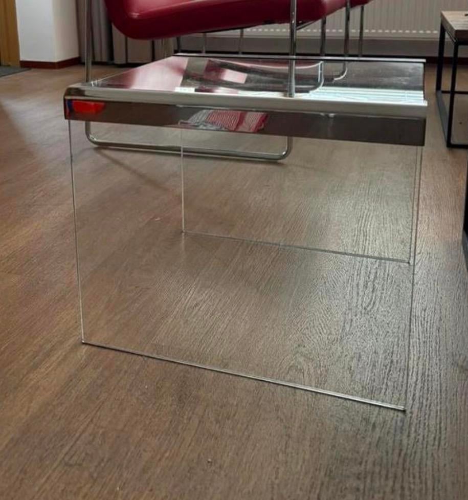 Gallotti & Radice glazen bijzettafel, Ophalen, Minder dan 50 cm, Vierkant, Minder dan 50 cm