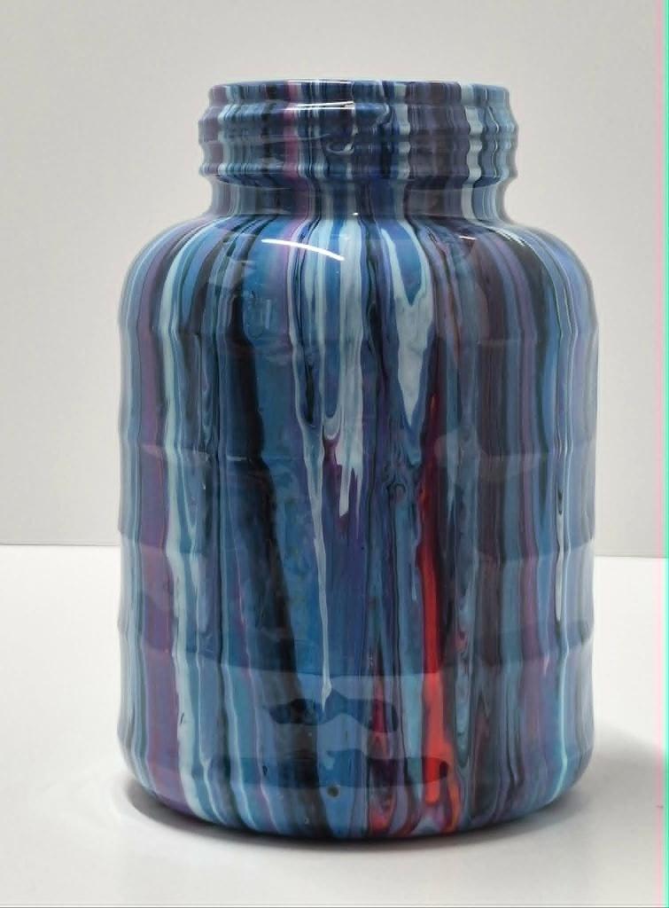 vaas gegoten uniek pouring art kunst epoxy vazen handmade, Overige kleuren, Ophalen of Verzenden, Minder dan 50 cm, Glas