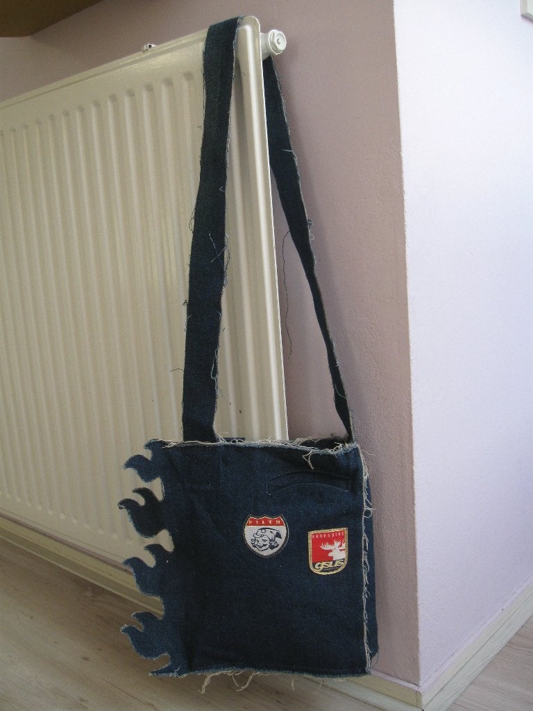 GSUS jeanstas originele schoudertas retro vintage als nieuw, Ophalen of Verzenden, Zo goed als nieuw, Blauw
