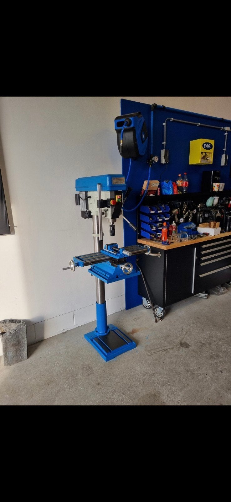 Kolomboormachine met freesbankje, Ophalen, Variabele snelheid, Kolomboormachine, Gebruikt