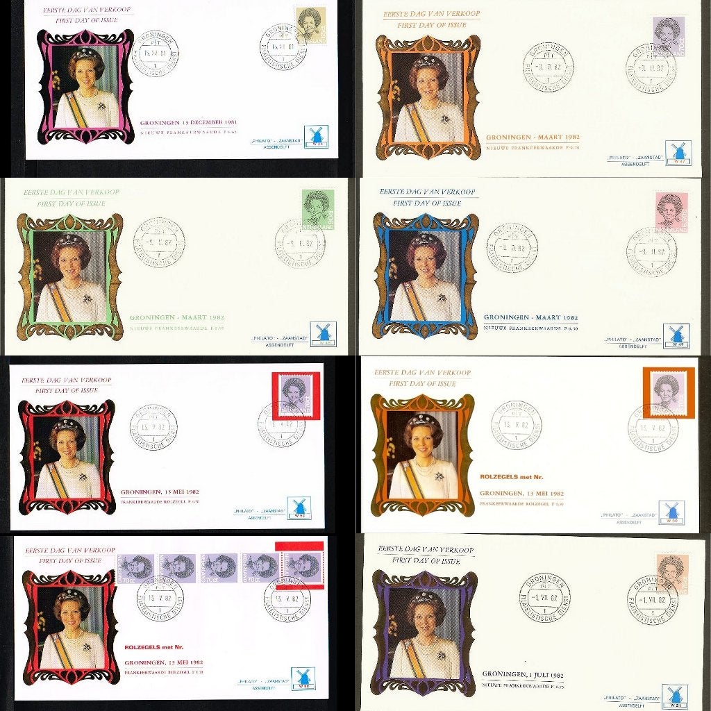 28x FDC Nederland tussen W46 en W79 - Koningin Beatrix, Postzegels en Munten, Postzegels | Eerstedagenveloppen, Ophalen of Verzenden