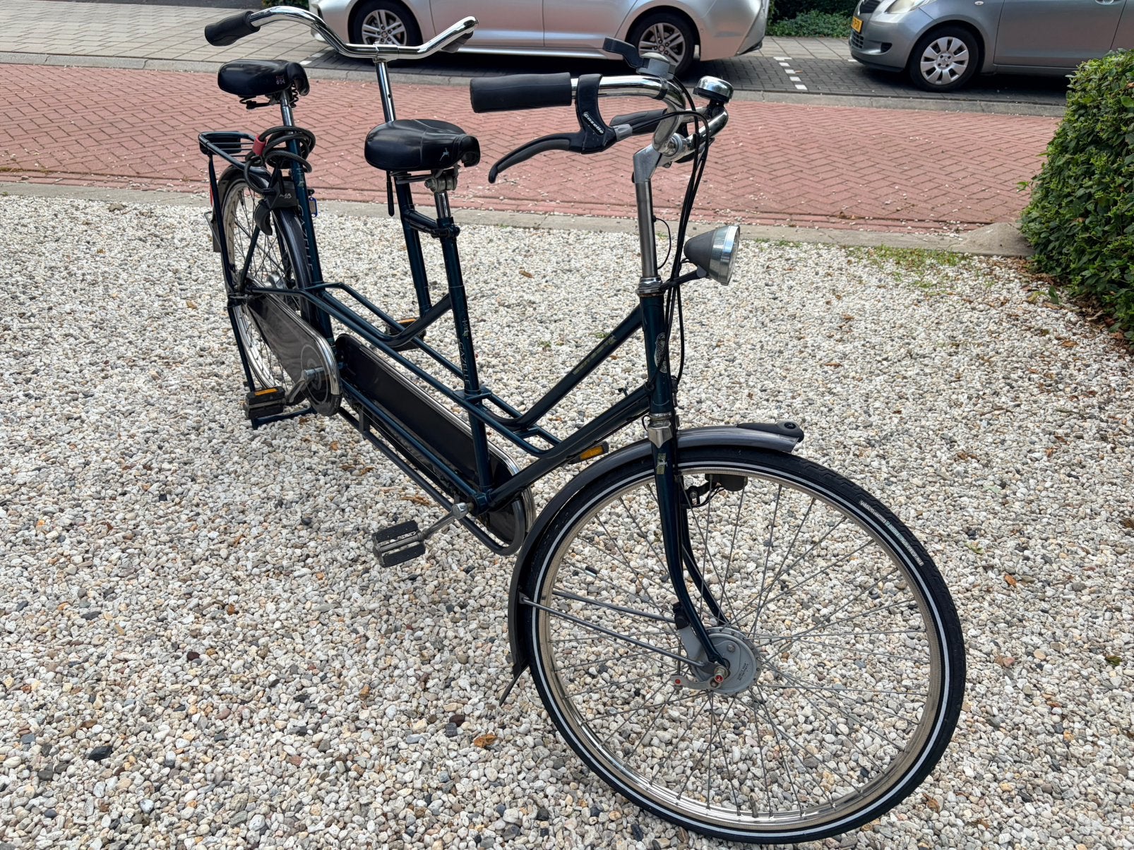 Degelijke Gazelle tandem groen metallic, Minder dan 10 versnellingen, Gebruikt, 51 tot 55 cm, Trommelrem