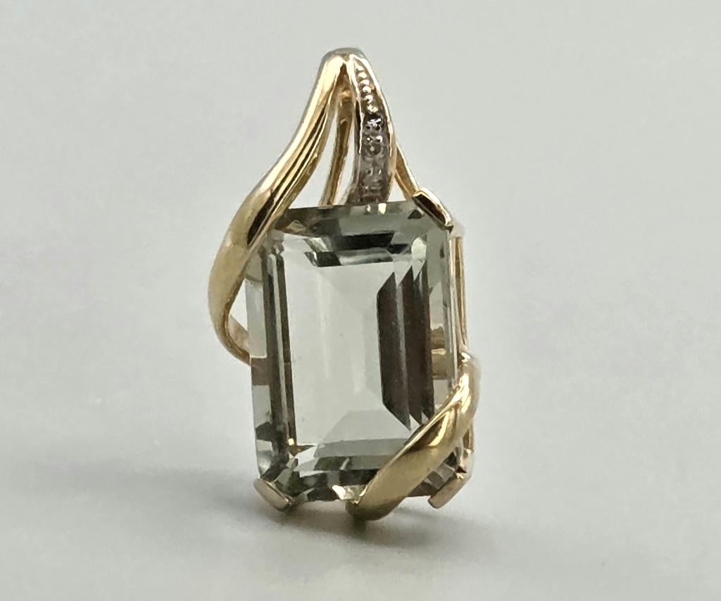 Gouden Vintage hanger edelsteen amethist diamant. 2026/195.