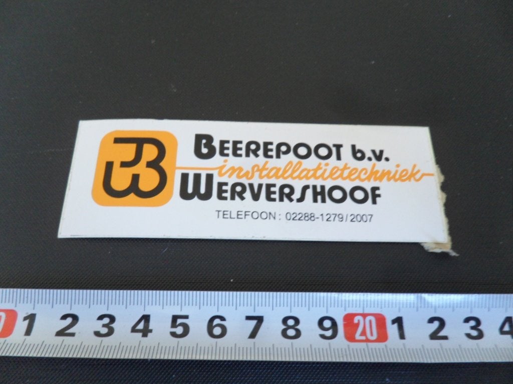 sticker wervershoof beerepoot bv installatietechniek, Ophalen, Zo goed als nieuw
