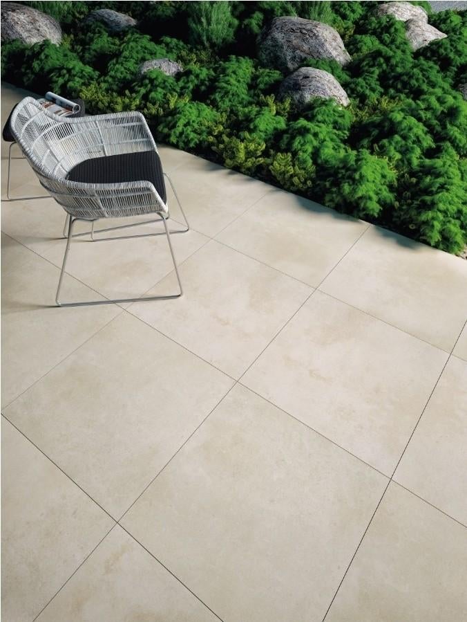 Partij keramische terrastegels 60x60x2cm beige Aktie prijzen, Ophalen, Keramiek, Nieuw, 10 m² of meer