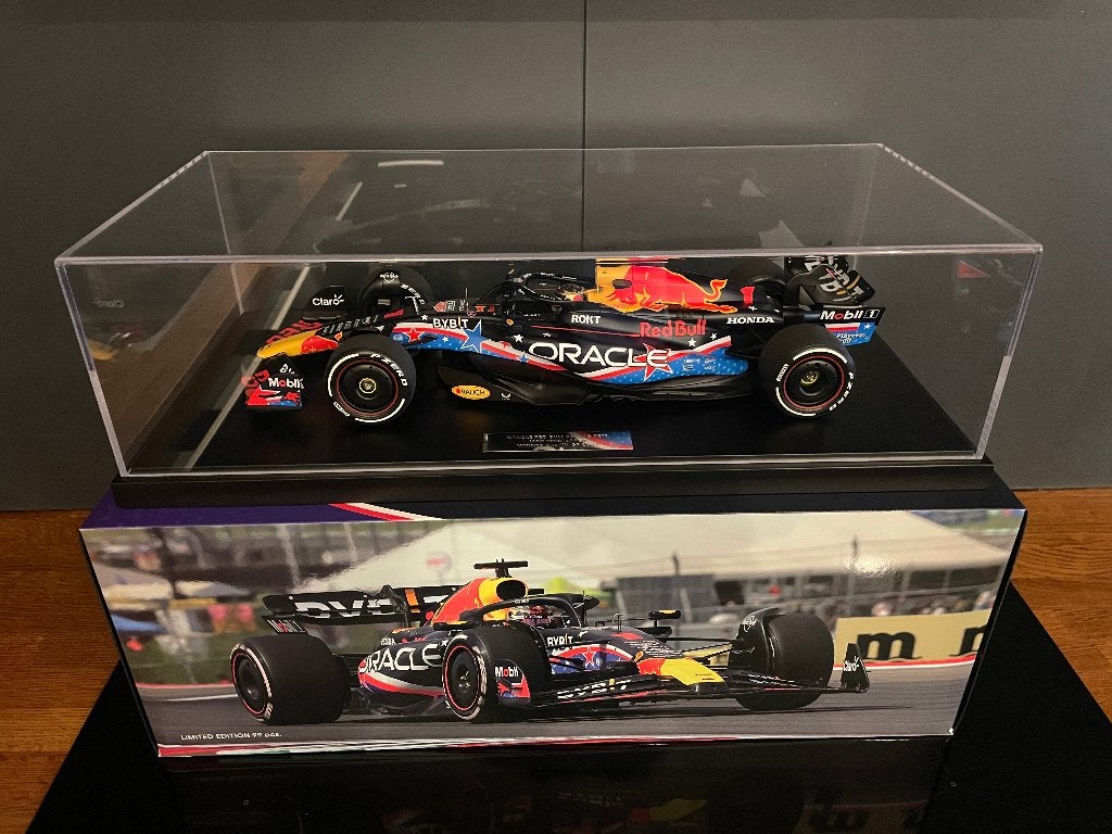 Max Verstappen Minichamps 1:12 RB19 GP Austin 2023 Special, Ophalen of Verzenden, Nieuw, 1:9 t/m 1:12, Auto
