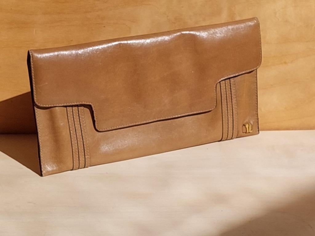 Vintage Bruine Clutch / Avondtasje Ted Lapidus, Ophalen of Verzenden