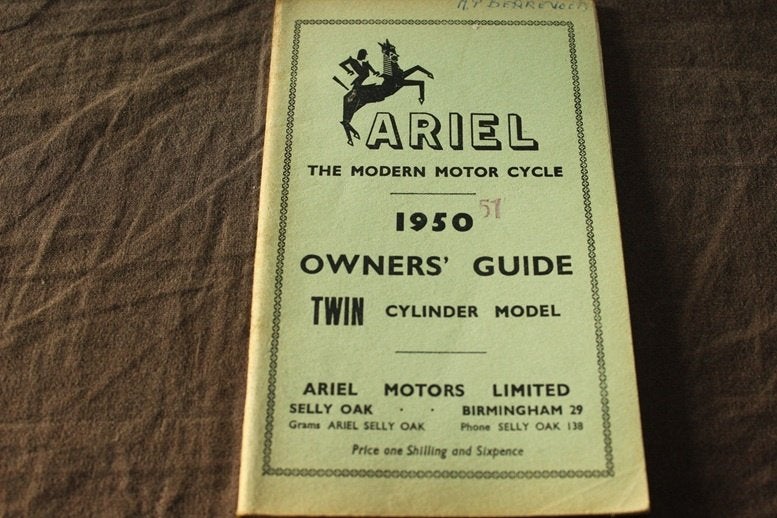 Ariel 1950 / 1951 KG KH 500cc twins owner's guide handbook, Motoren, Ophalen of Verzenden, Overige merken