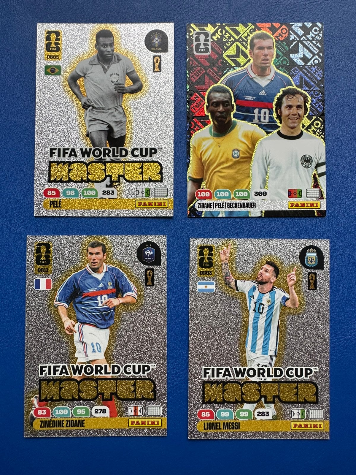 Panini FIFA World Cup Master Cards Lot Pelé, Zidane, Messi, Ophalen of Verzenden, Zo goed als nieuw, Plaatje
