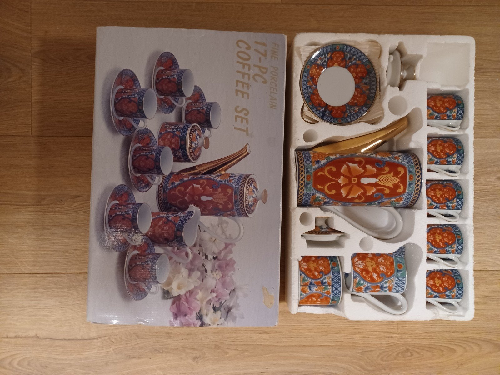 15-delig Japans porseleinen koffieservies - Nieuw in doos, Aziatisch, Overige merken, Nieuw, Ophalen of Verzenden