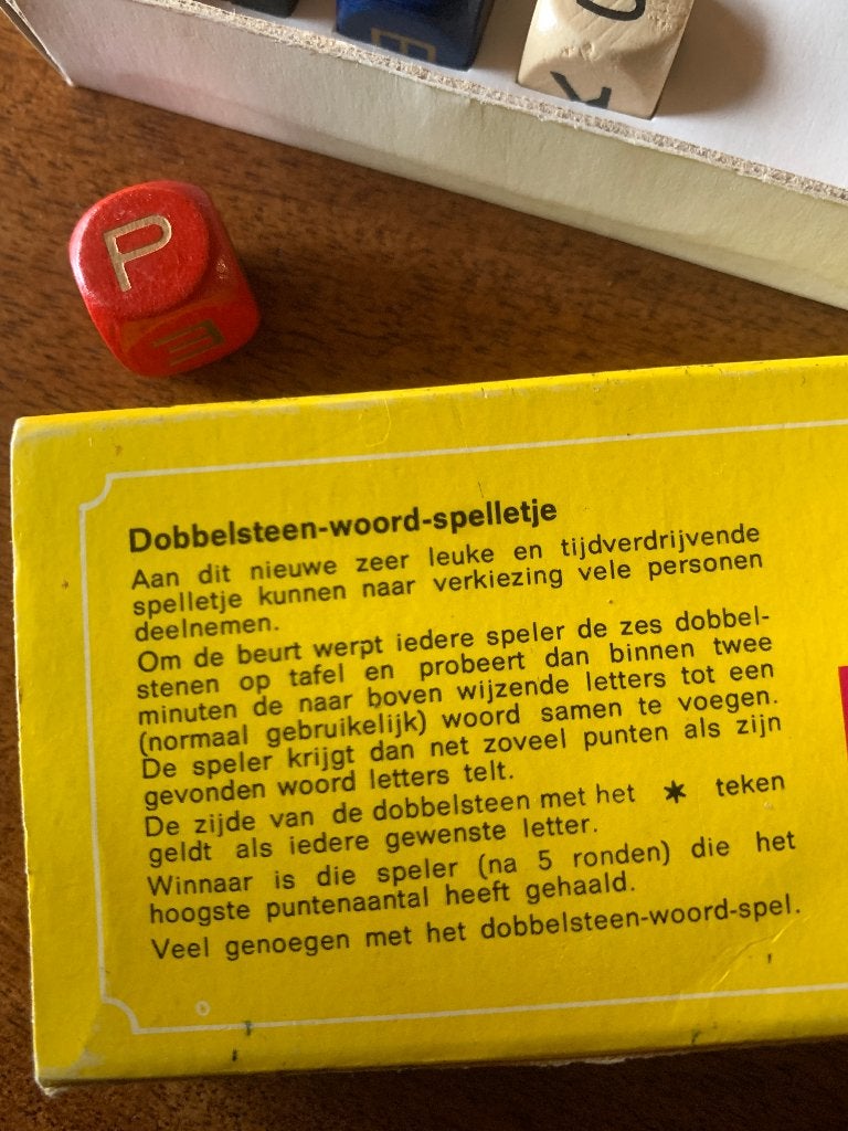 Dobbelsteen Woord-spel Vintage Letter Dobbelspel, Ophalen of Verzenden, Zo goed als nieuw