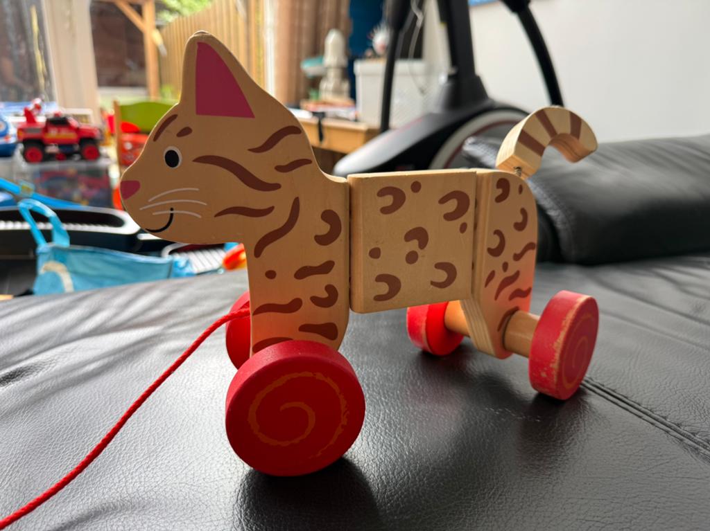 Houten katje om na te trekken - Duw- of trekspeelgoed, Ophalen, Gebruikt, Duw- of Trekspeelgoed