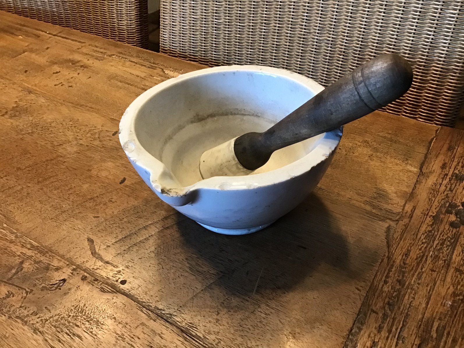 Antieke vijzel met stamper, Huis en Inrichting, Keuken | Keukenbenodigdheden, Ophalen of Verzenden, Gebruikt