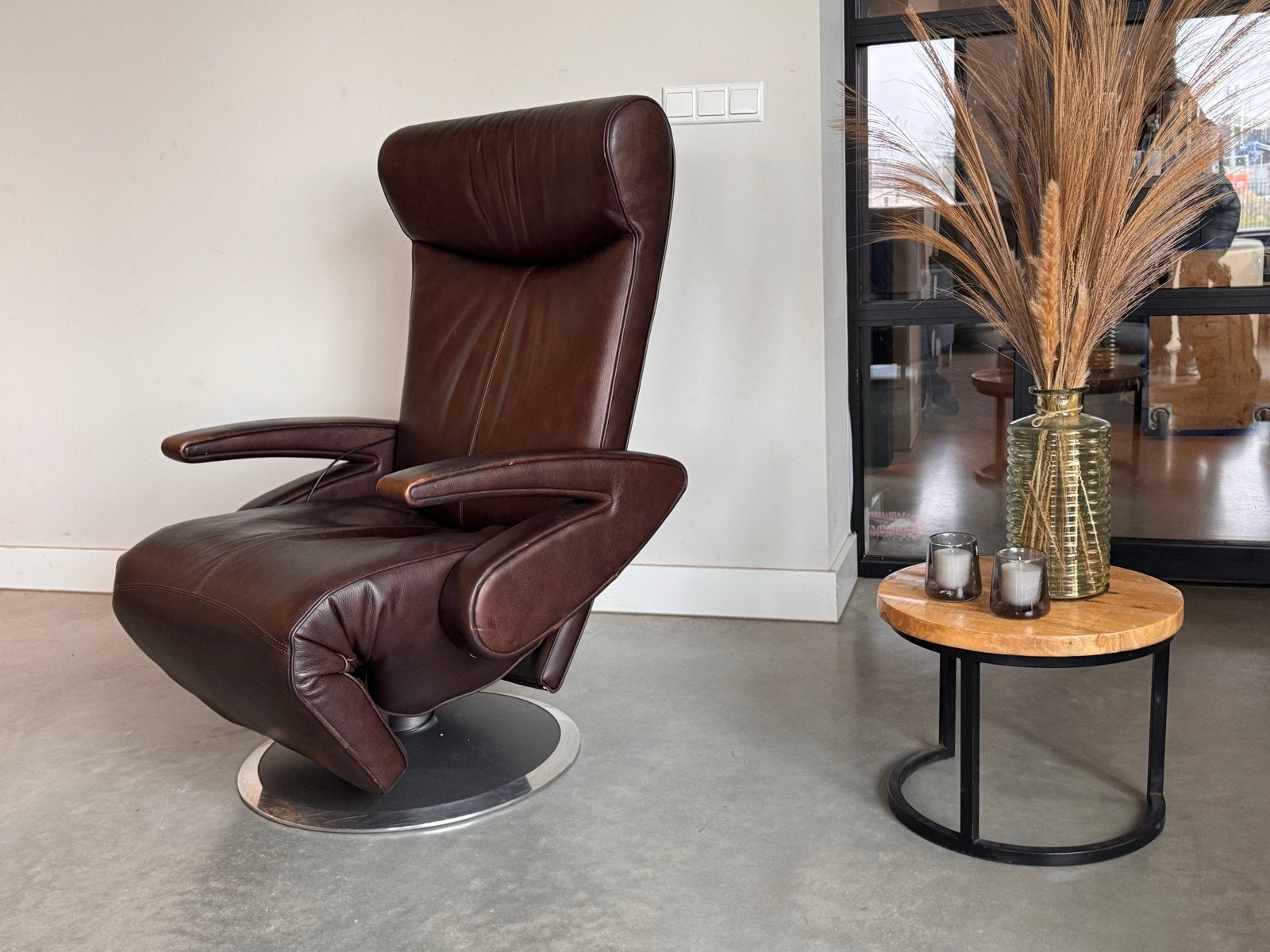 Leolux Helical InSeat | Vibratie + Verwarming | Elektrisch, Huis en Inrichting, X, 100 tot 125 cm, Leer, Ophalen of Verzenden