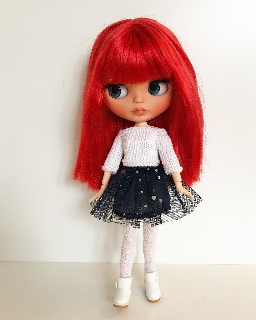 Prachtige custom Blythe doll pop met fel rood haar, Ophalen of Verzenden, Zo goed als nieuw, Pop
