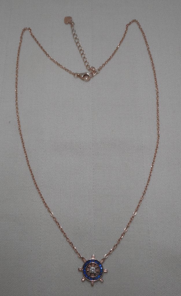Zilveren ketting met hanger rosé goud verguld nr.1049, Sieraden, Tassen en Uiterlijk, Kettingen, Verstelbaar, Verzenden, Zo goed als nieuw