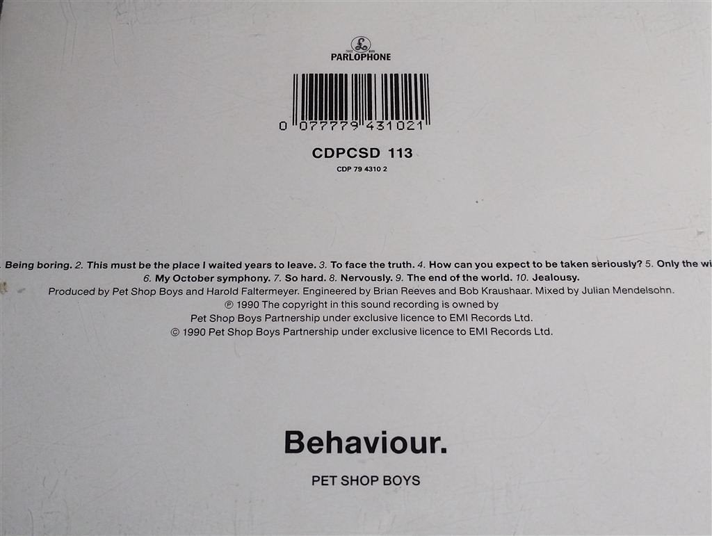 Pet Shop Boys ‎– Behaviour, Cd's en Dvd's, Cd's | Pop, Ophalen of Verzenden, Zo goed als nieuw, Pop