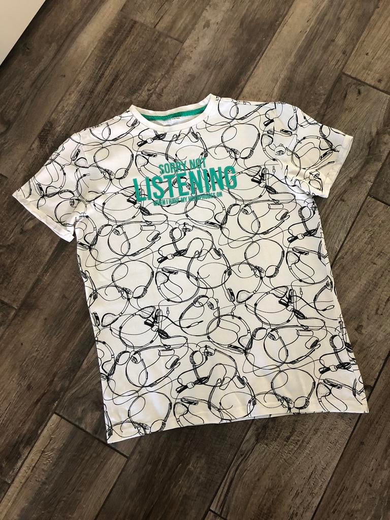 💙 NIEUW mt 158 164 shirt wit KOPTELEFOON jongen, Ophalen of Verzenden, Nieuw, Jongen, Shirt of Longsleeve