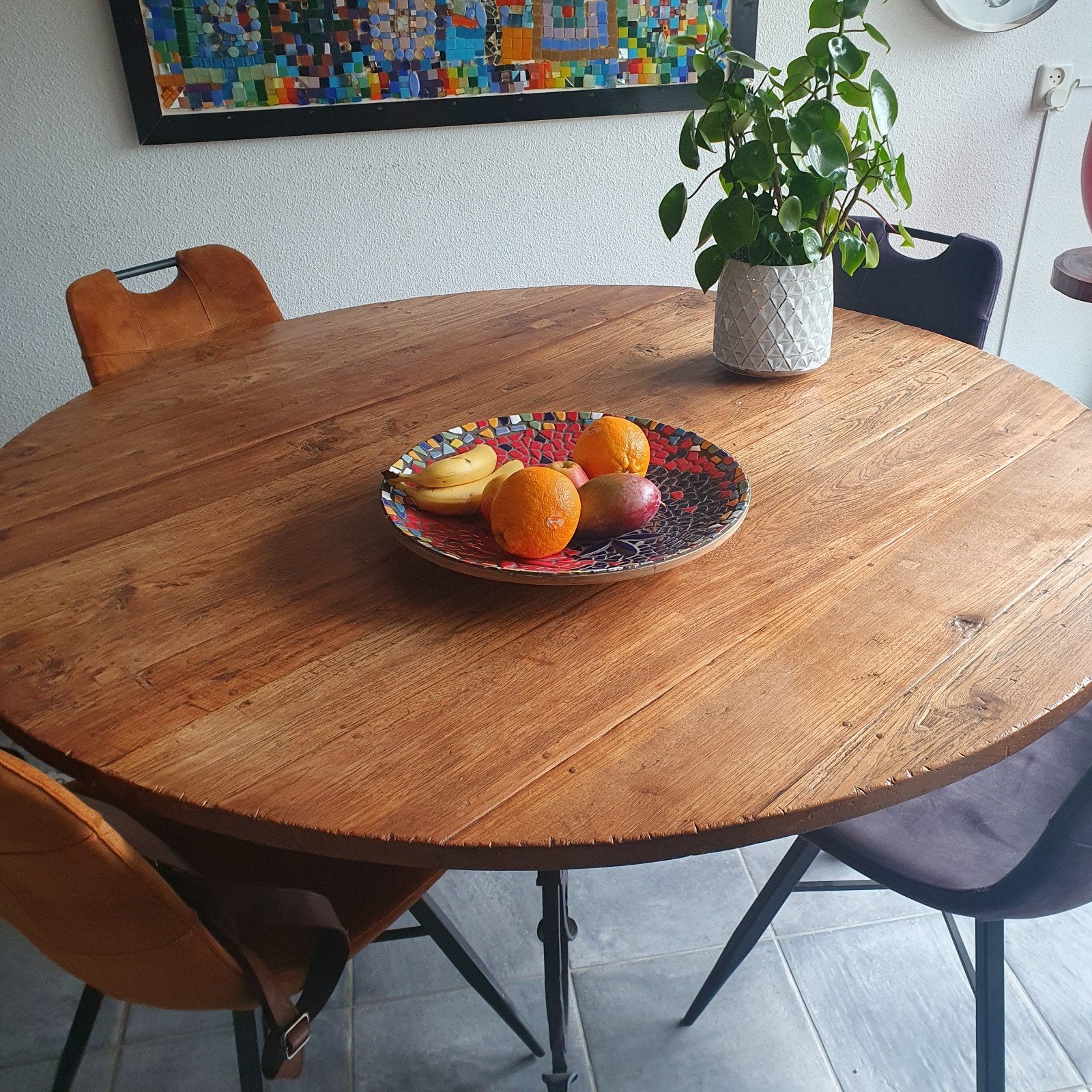 Tafelblad, 1.60 m., Huis en Inrichting, Ophalen, Gebruikt, Vijf personen of meer, Landelijk.