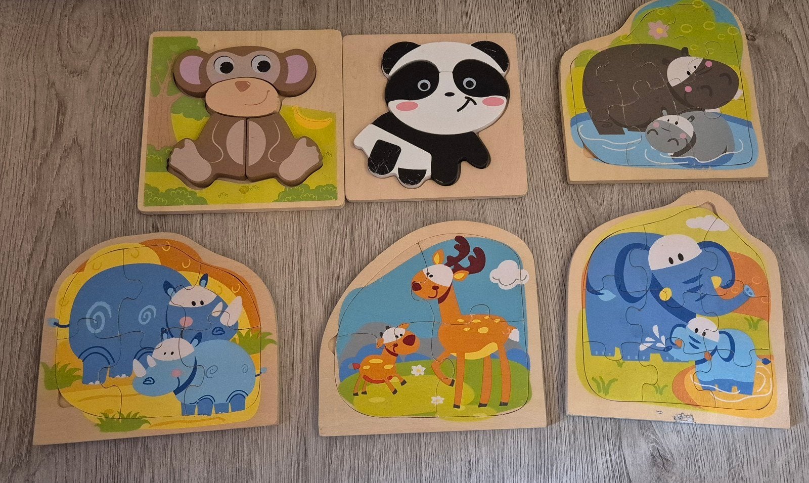 6 houten puzzels (10 puzzels in totaal), Ophalen, 2 tot 4 jaar, Gebruikt, Van hout