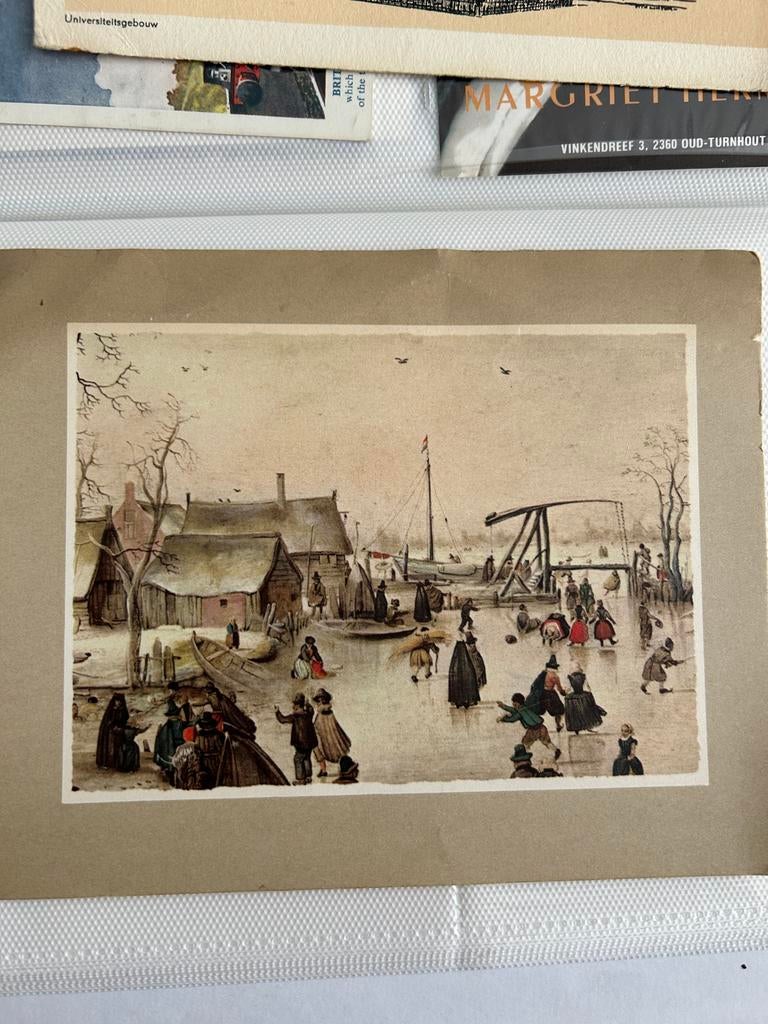 Hendrick Avercamp kerstkaart uit circa 1955, Ophalen of Verzenden, Gebruikt