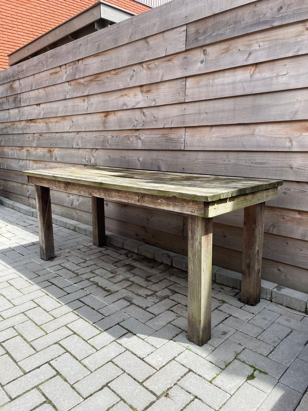 Gratis larikshouten tuintafel, Tuin en Terras, Tuintafels, Ophalen, Zo goed als nieuw, Rechthoekig