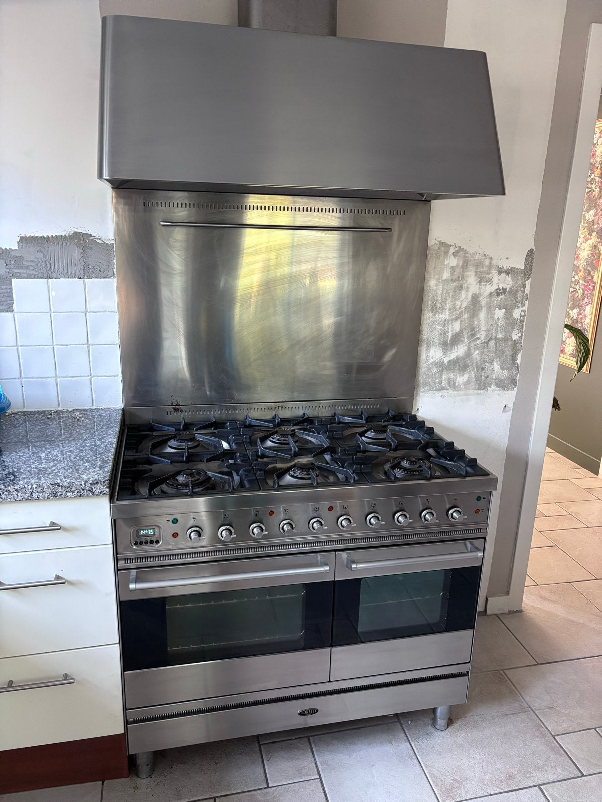 Boretti gasfornuis 100cm met Dubbele Oven en 6 Gasbranders, Ophalen, Gebruikt, 60 cm of meer, Gas