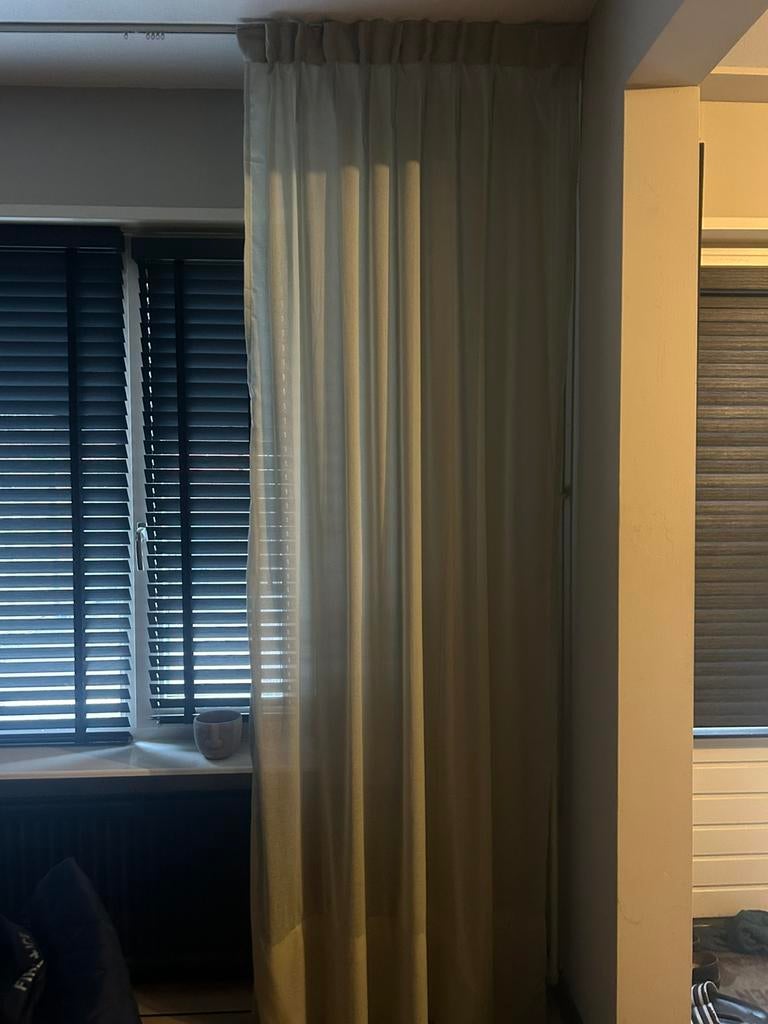 4 stuks gordijnen, Ophalen of Verzenden, Zo goed als nieuw, Beige, 200 cm of meer
