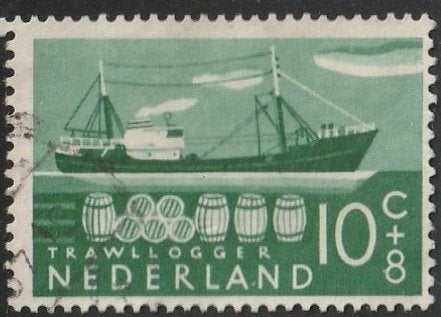 Nederland 1957 691 Zomer 10c Trawler, Gest, Ophalen of Verzenden, Na 1940, Gestempeld